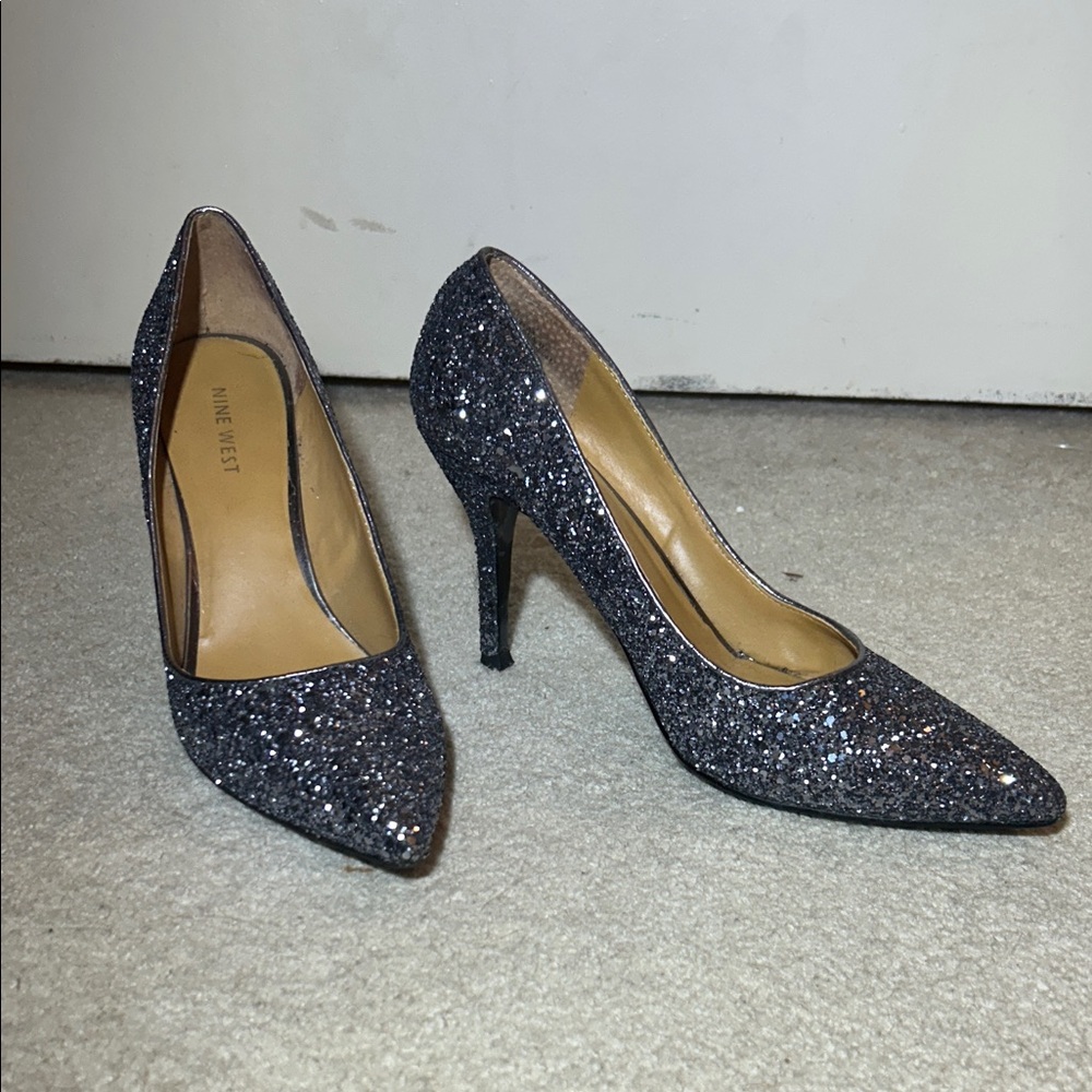 Nine West Women's Sparkling Heels Gunmetal Silver
